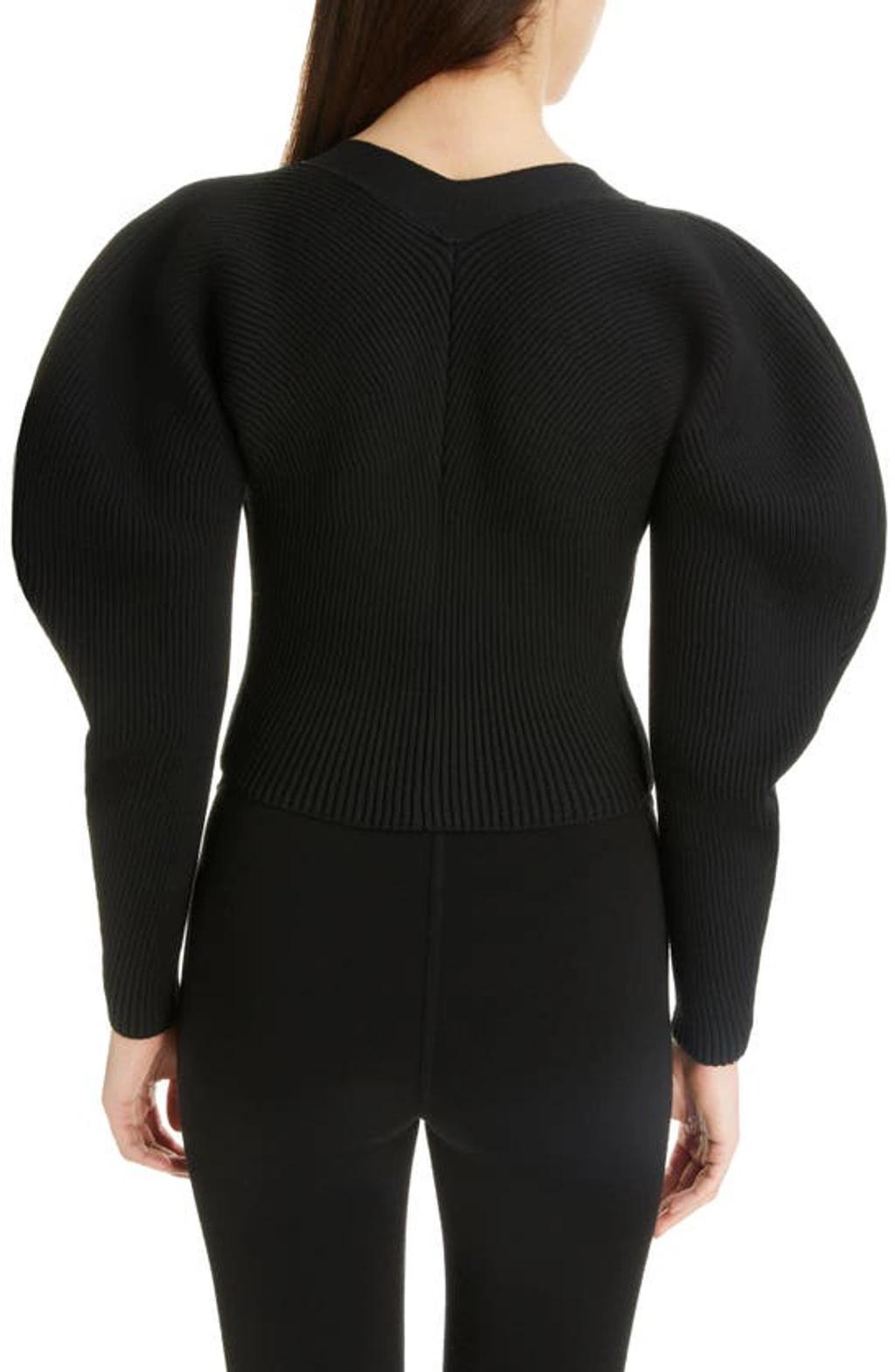 ALAÏA Ribbed-knit Wool-blend Cardigan In Black Product Image