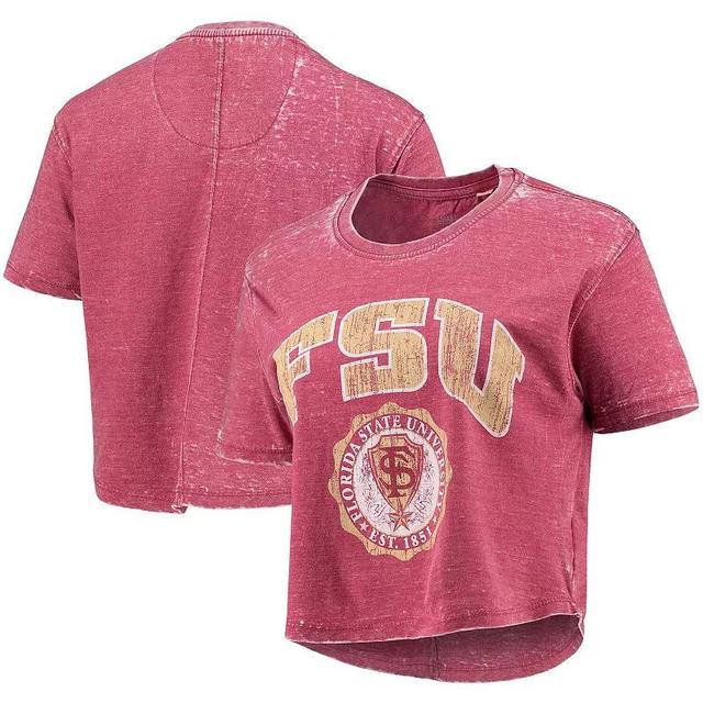 Womens Pressbox Garnet Florida State Seminoles Edith Vintage Burnout Crop T-Shirt Product Image