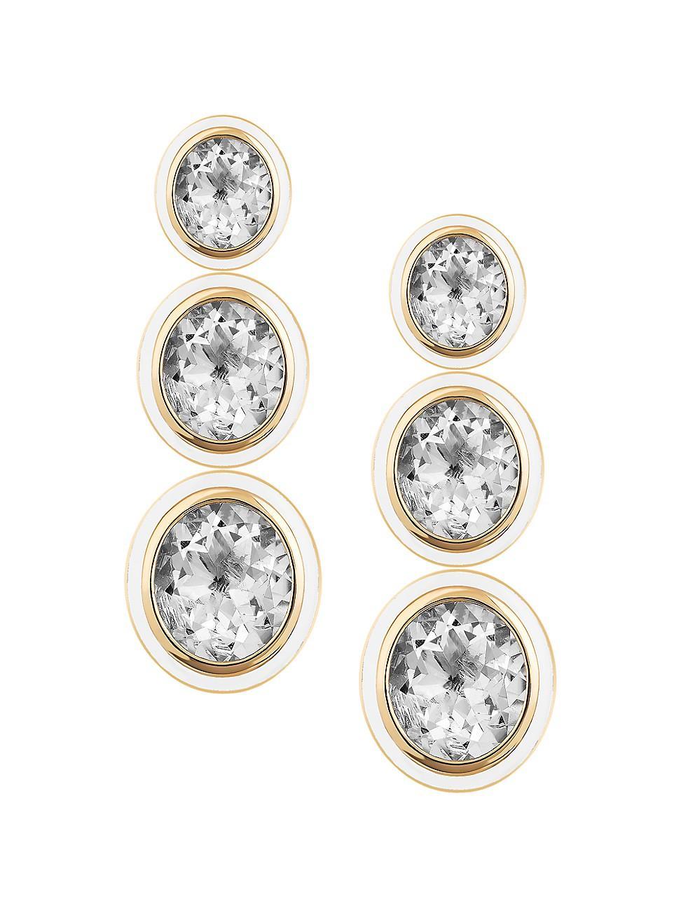 Womens Mlange 18K Yellow Gold, Rock Crystal & White Agate Triple Drop Earrings Product Image