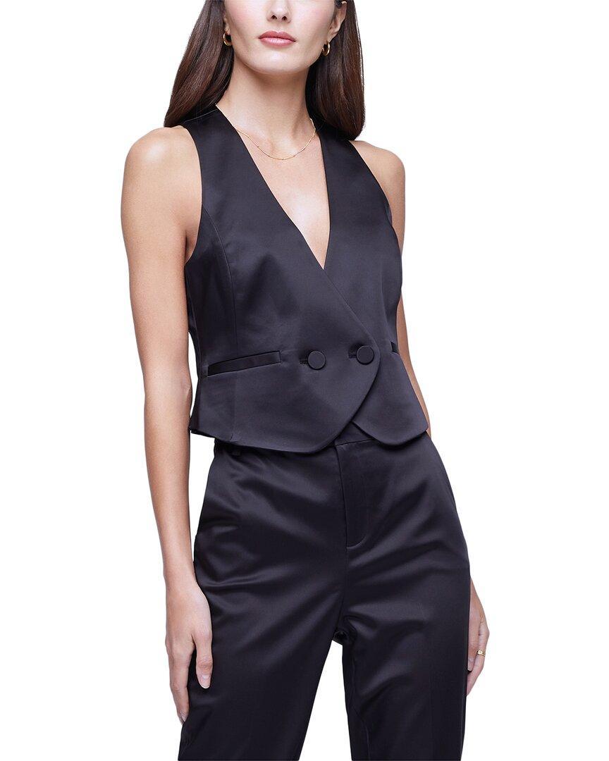 Beau Satin Vest In Black Product Image