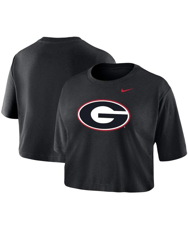 Womens Nike Black Georgia Bulldogs Cropped Performance T-shirt Product Image