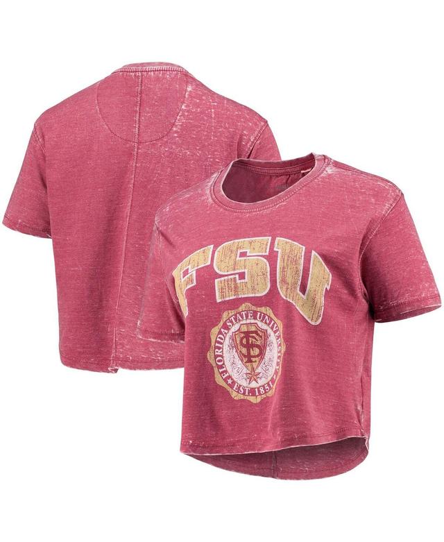 Womens Garnet Florida State Seminoles Edith Vintage-Like Burnout Crop T-shirt Product Image