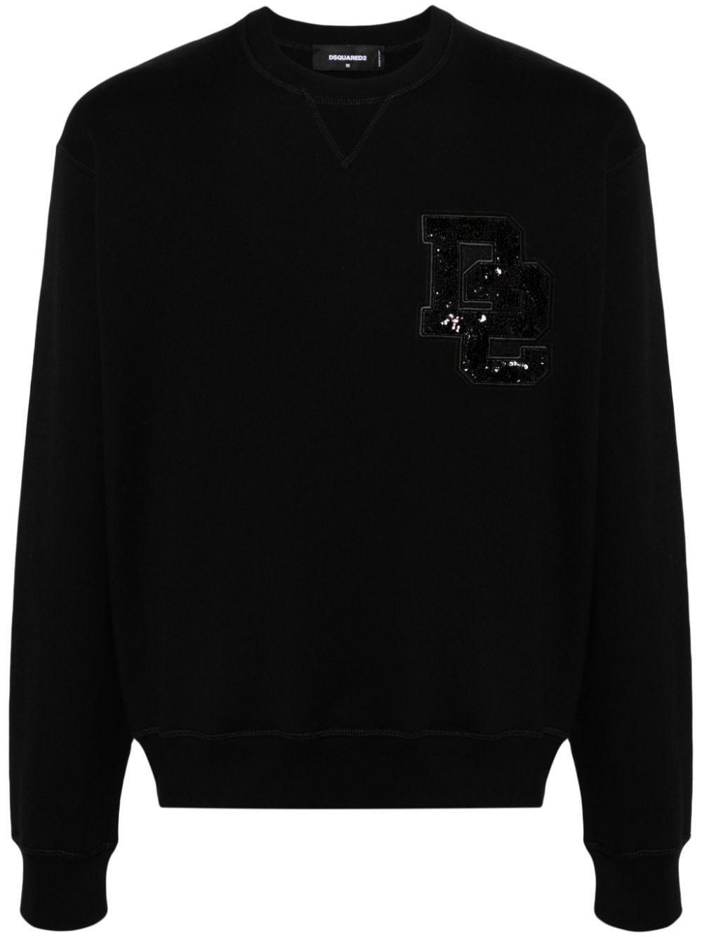 DSQUARED2 Logo-patch Cotton Sweatshirt In Black Product Image