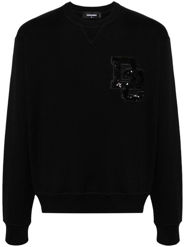 DSQUARED2 Logo-patch Cotton Sweatshirt In Black Product Image