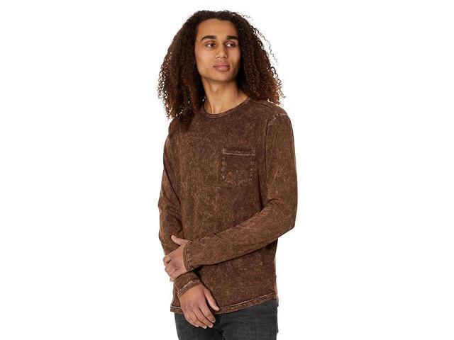 John Varvatos Sid Long Sleeve Crew with Chest Pocket with Galaxy Wash K6393Z4 (Nutmeg) Men's T Shirt Product Image