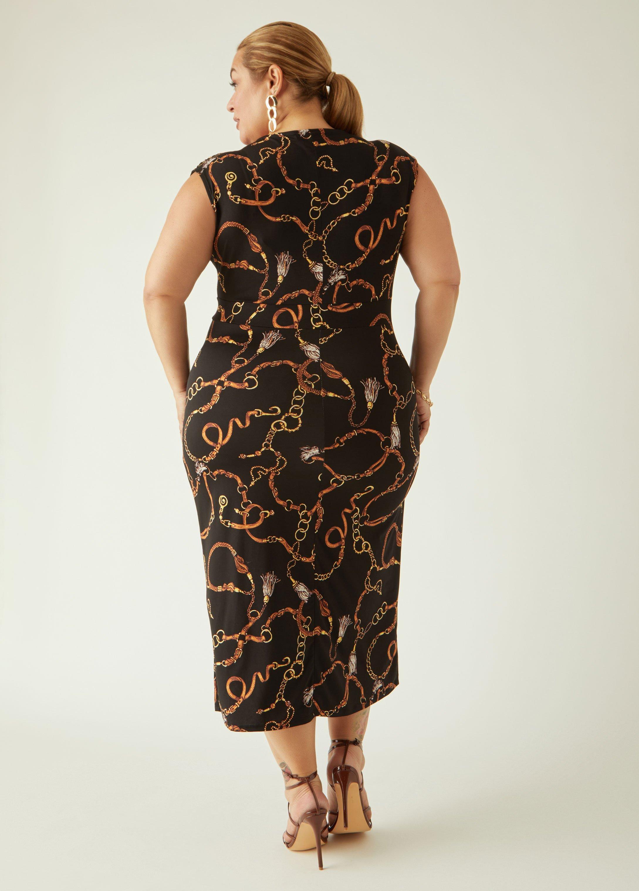 Status Print Faux Wrap Midaxi Dress Product Image