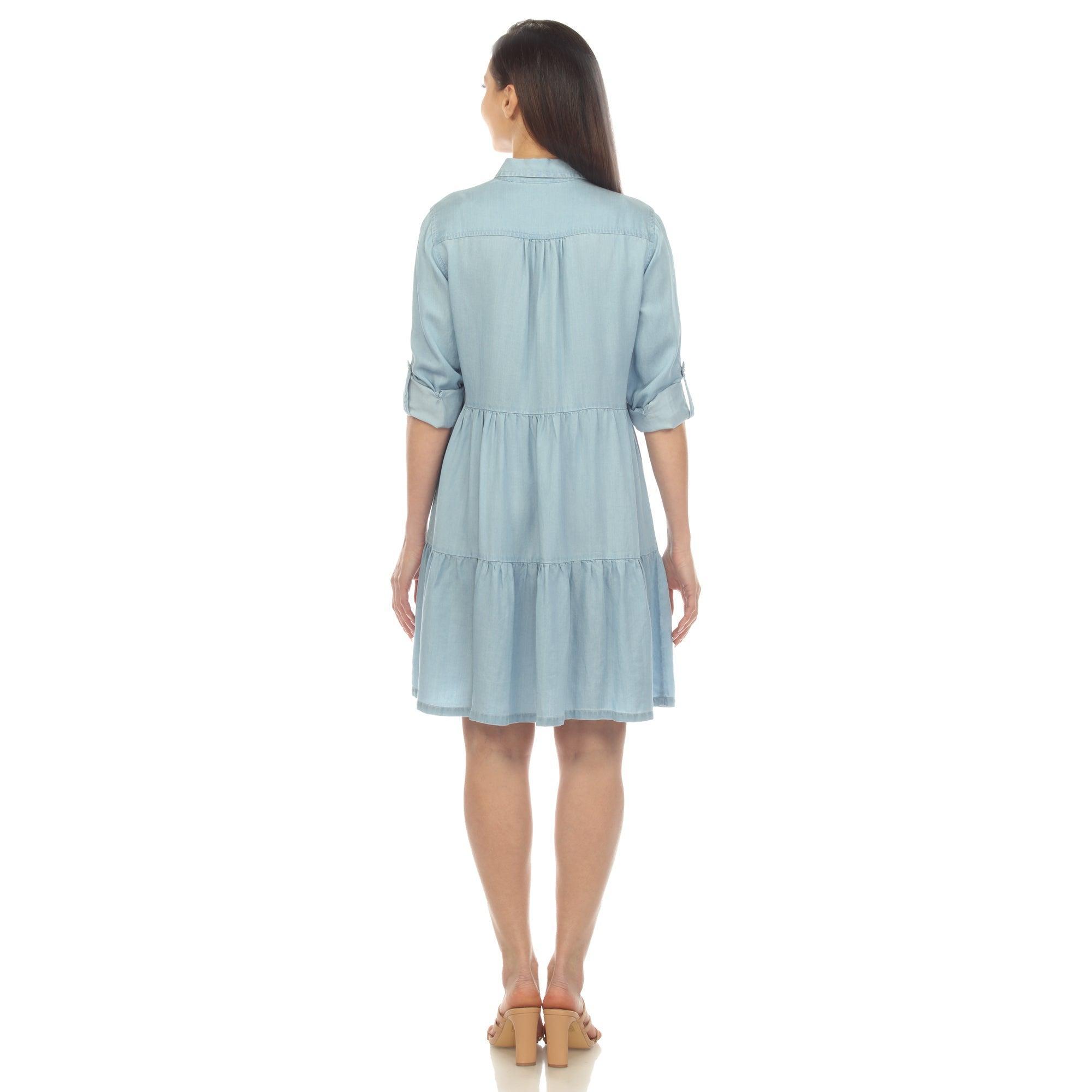 Women's Long Sleeve Tiered Midi Shirt Dress Female Product Image