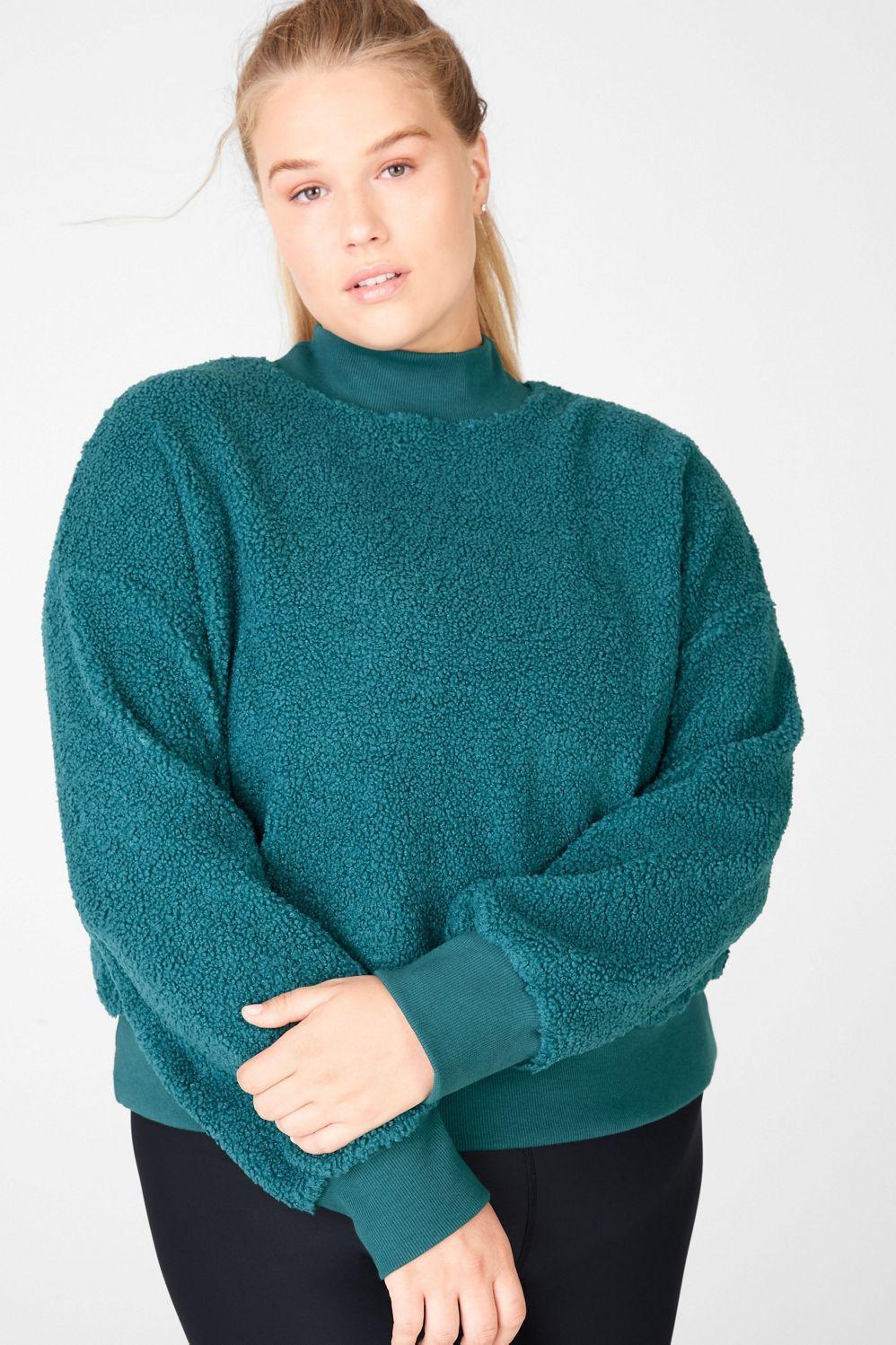 Fabletics Malia Polar Fleece Pullover Womens green plus Size 4X Product Image