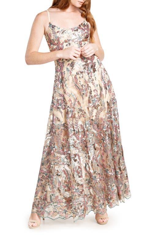 Womens Umalina Floral Sequin Fit & Flare Gown Product Image