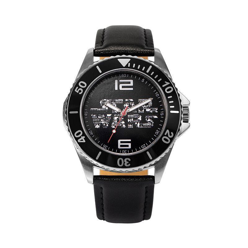 ewatchfactory Mens Disney Star Wars Honor Black Leather Strap Watch 46mm Product Image