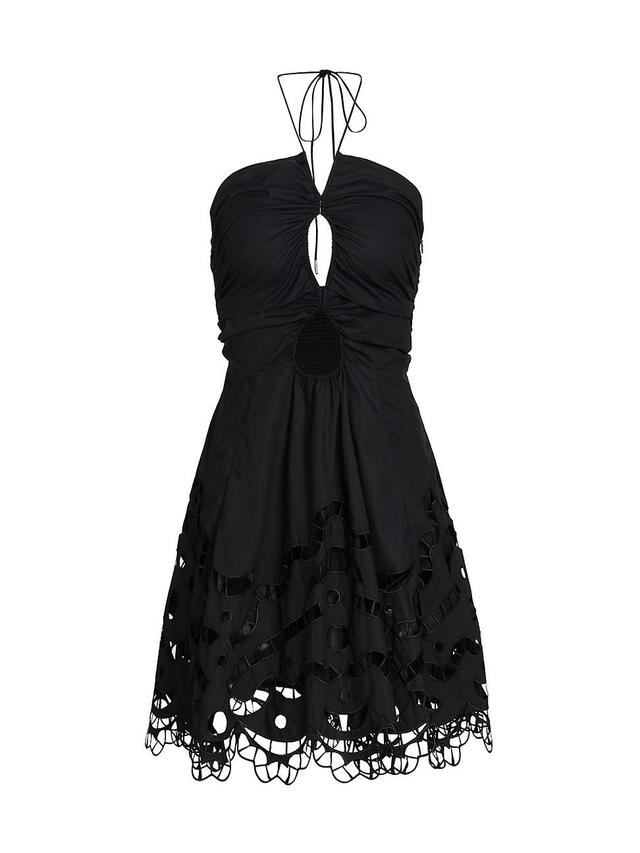 Womens Luna Eyelet Cotton Halter Minidress Product Image