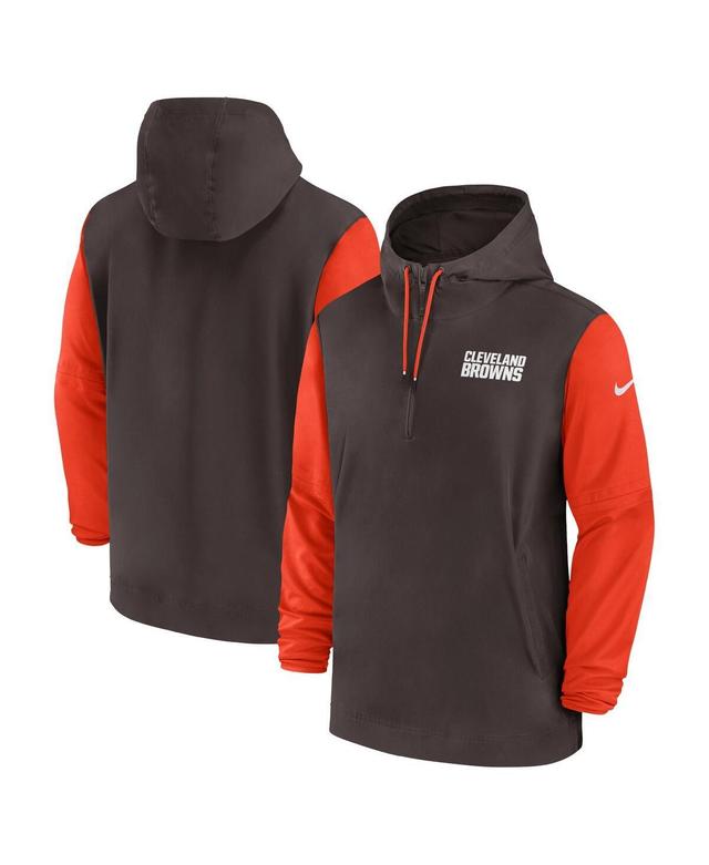 Nike Mens Brown Cleveland Browns 2024/25 Sideline Pre-Game Player 1/2-Zip Hoodie Jacket - Brown, Orange Product Image