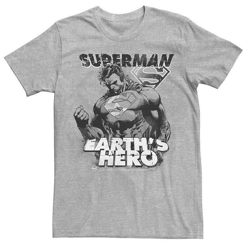 Mens DC Comics Superman Earths Hero Sketched Poster Tee Royal Grey Product Image