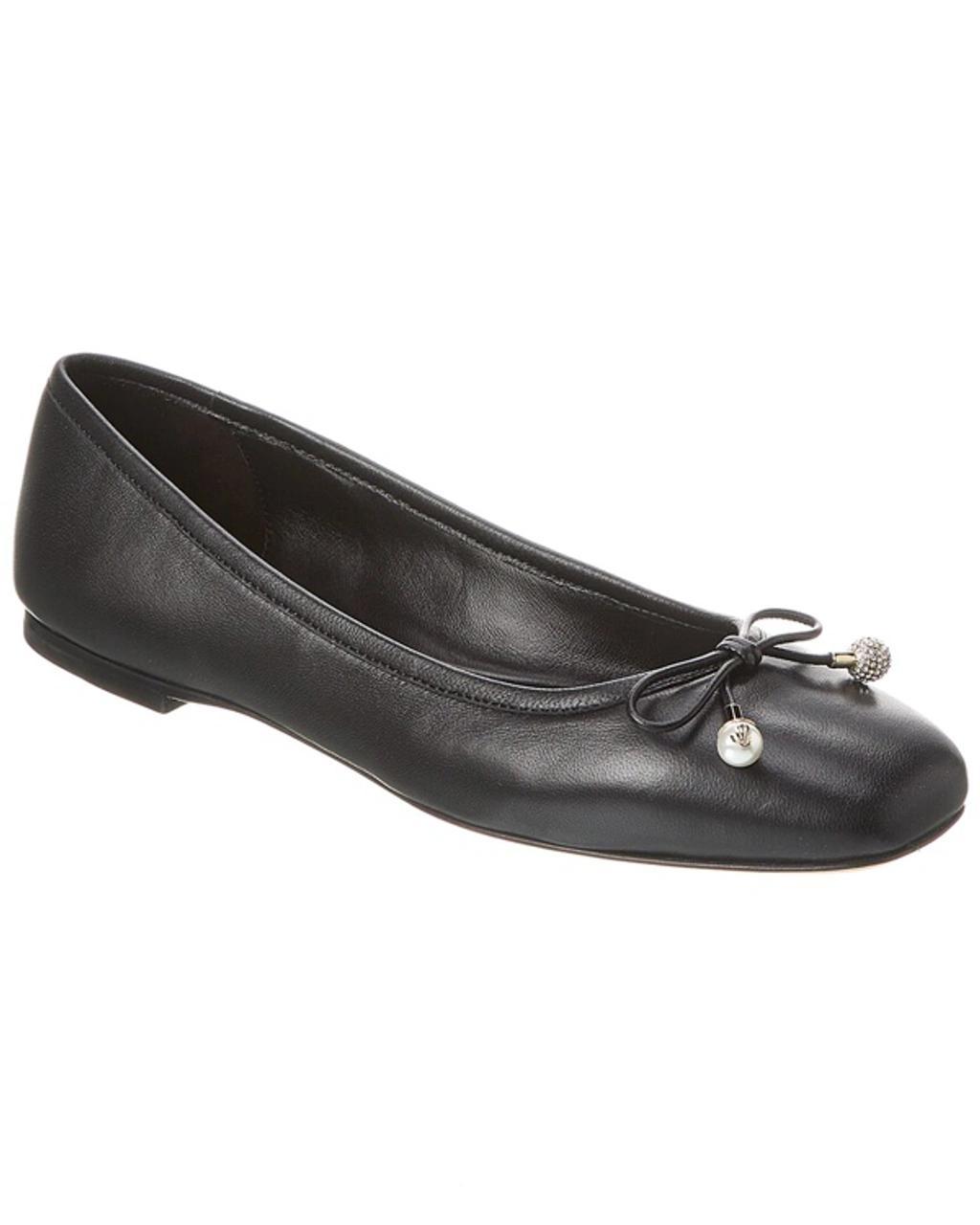 Elme Leather Bow Ballerina Flats In Black product image