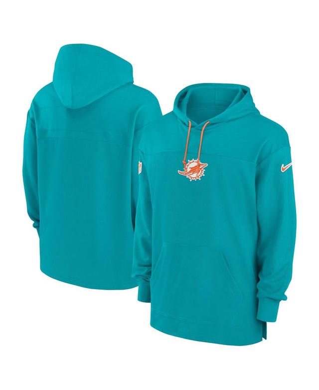 Nike Mens Aqua Miami Dolphins Sideline Jersey Performance Pullover Hoodie Product Image