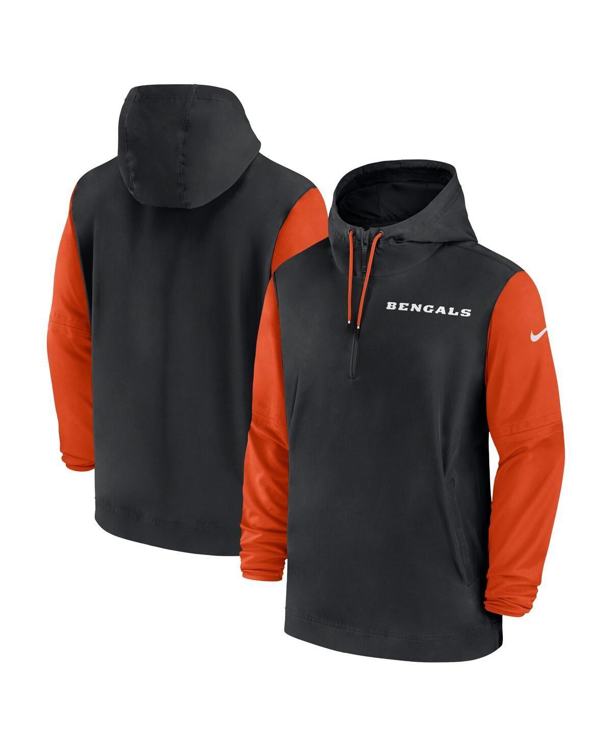 NIKE Men's Black/orange Cincinnati Bengals 2024/25 Sideline Pre-game Player 1/2-zip Hoodie Jacket Product Image