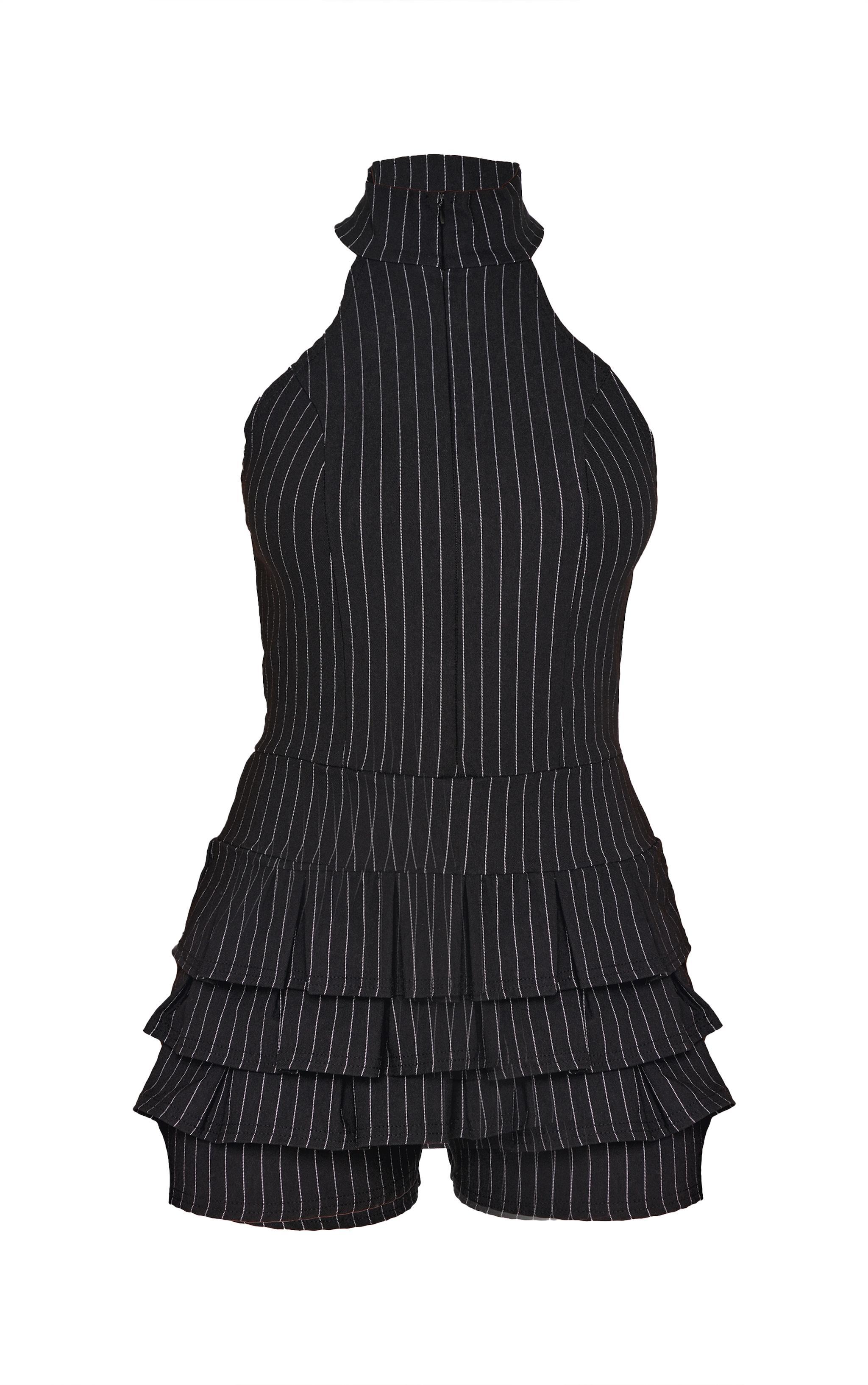 Black Stretch Woven High Neck Rara Skort Romper Product Image