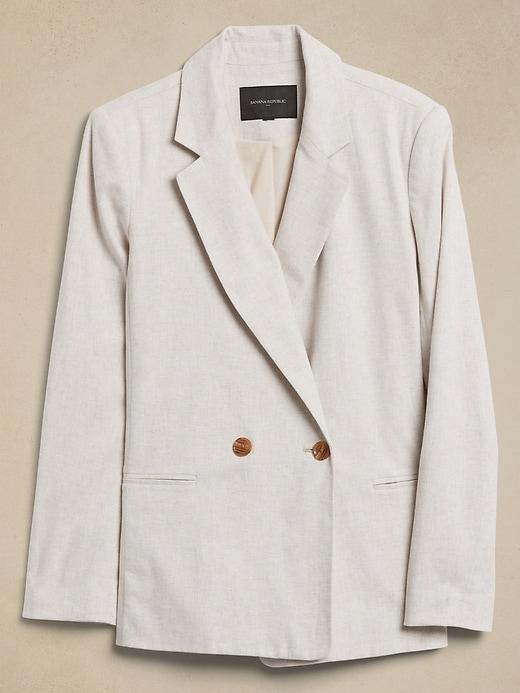 Linen-Blend Double Breasted Blazer Product Image