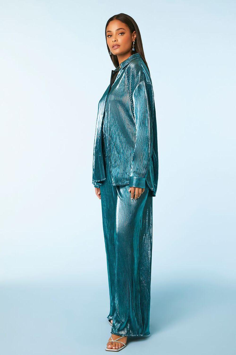 Ribbed Metallic Shirt & Pants Set | Forever 21 Product Image