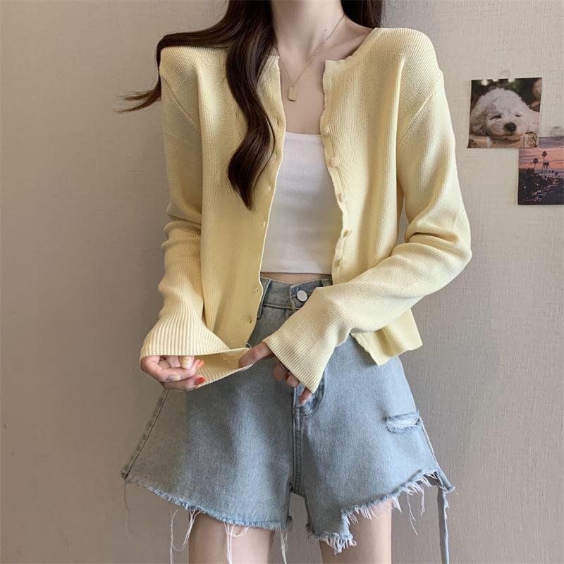 Plain Button-Up Cardigan Product Image