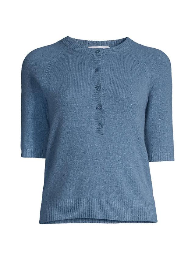 Womens Short-Sleeve Cashmere Henley Sweater Product Image