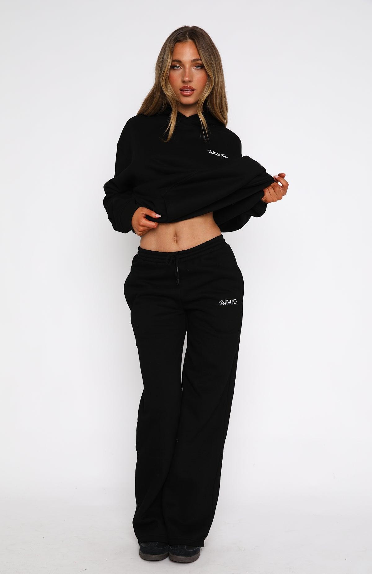 Match Your Words Wide Leg Sweatpants Black Product Image