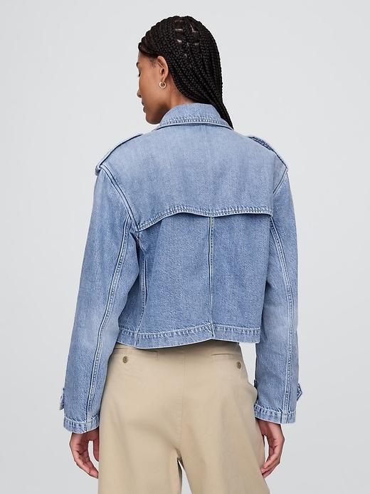 UltraSoft Cropped Denim Trench Jacket Product Image