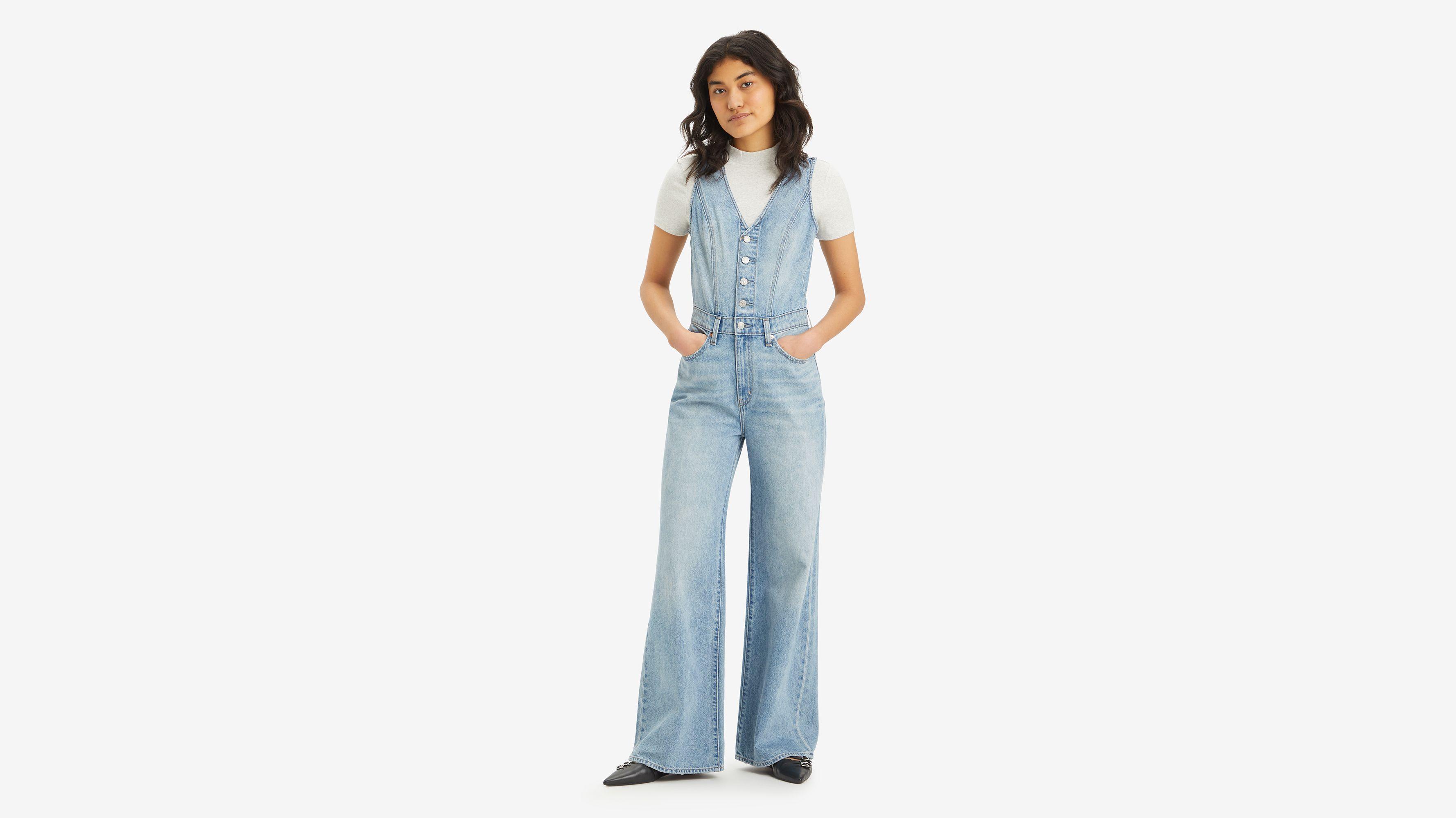 Denim Vest Wide Leg Jumpsuit Product Image