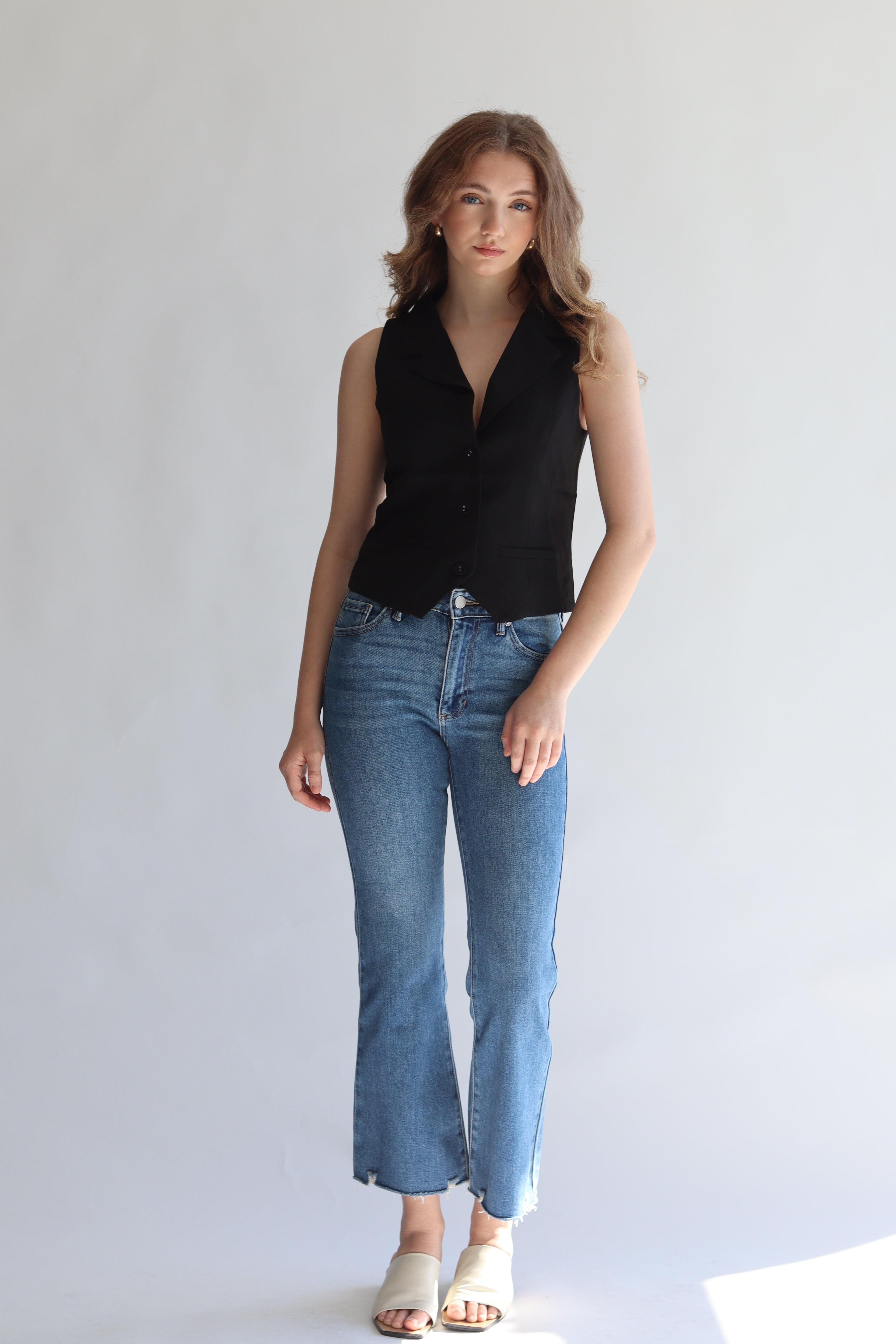 Just Black Clean Crop Flare Denim Product Image