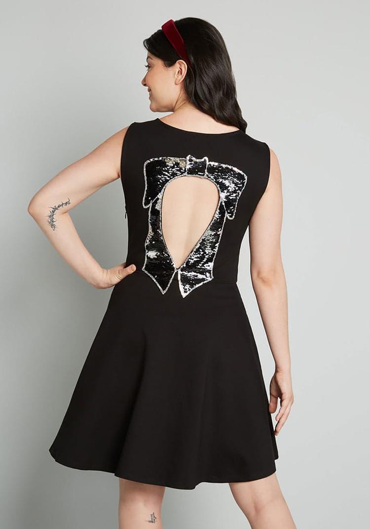 Black Bow Affair Fit And Flare Dress Product Image