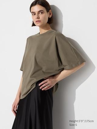 Womens Cotton Relaxed T-Shirt Half Sleeve Olive Medium UNIQLO US Product Image