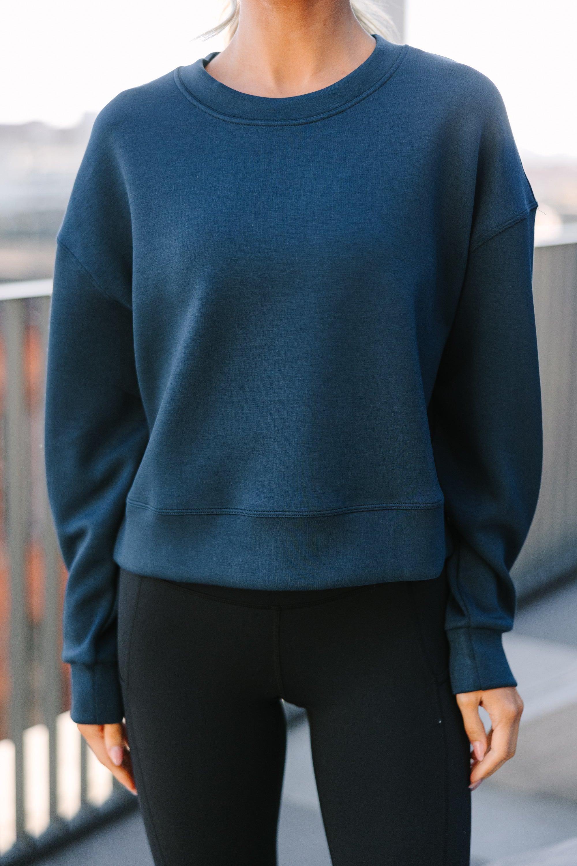 On The Move Teal Blue Cropped Pullover Female Product Image