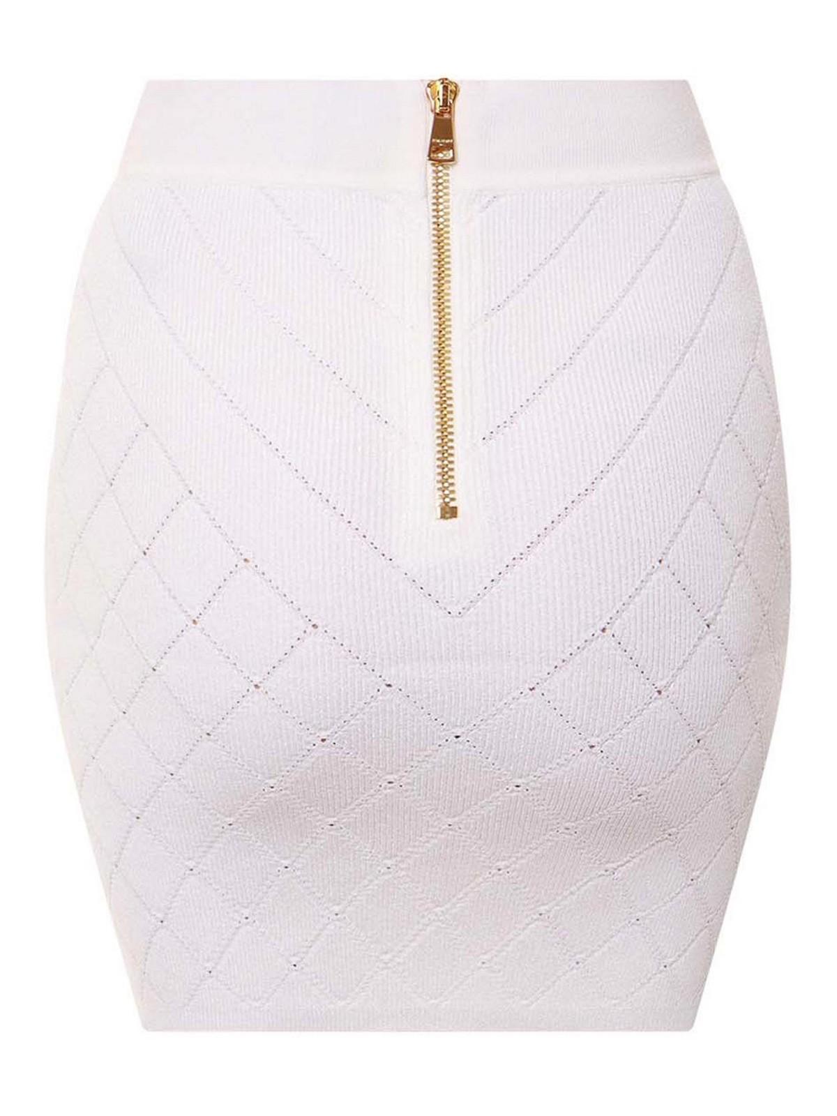 Knit Skirt With Rhombus Motif In White Product Image