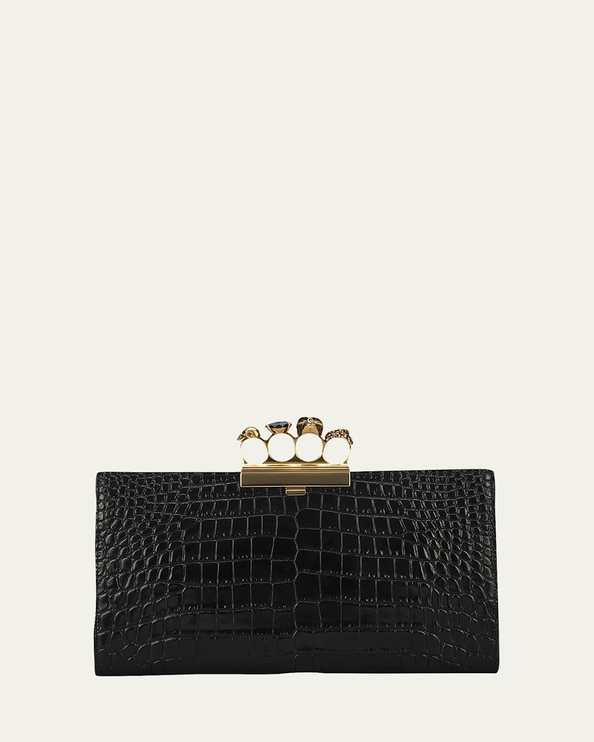 Alexander McQueen Croc Embossed Leather Knuckle Clutch Product Image