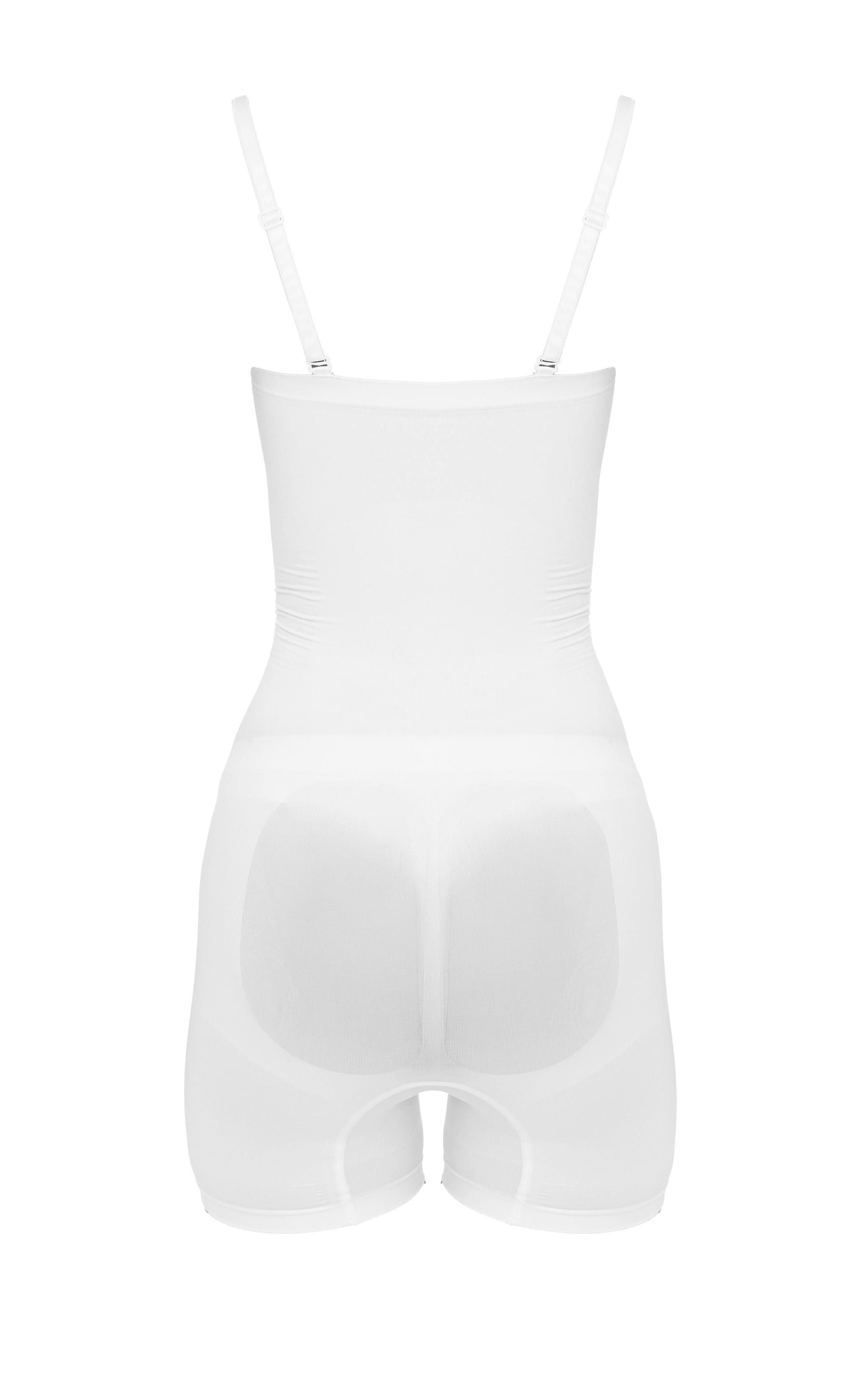 White Bandeau Removable Strap Shapewear Bodysuit Product Image