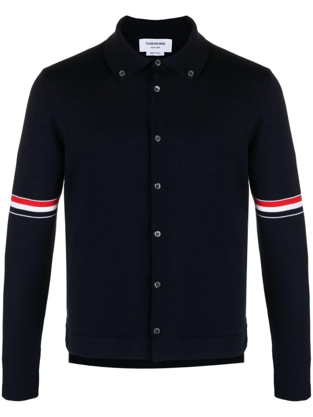 Navy Virgin Wool Shirt In Blue Product Image