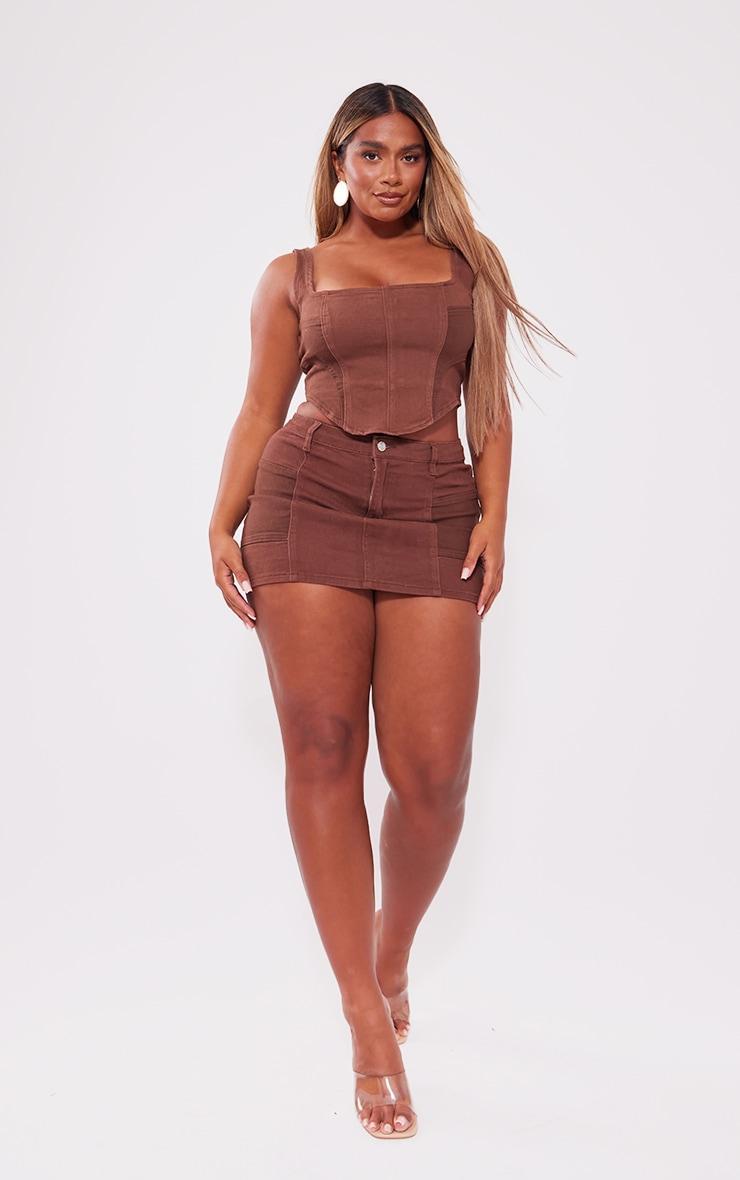 Shape Washed Brown Denim Corset Product Image