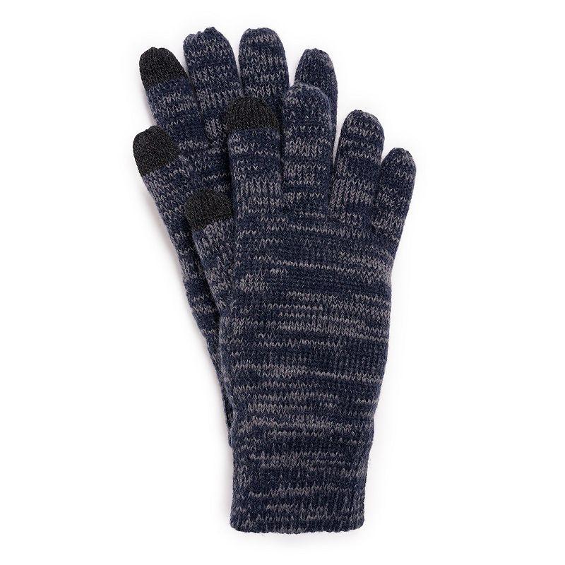 Mens MUK LUKS Heat Retainer Gloves, Silver Ebony Marl Product Image