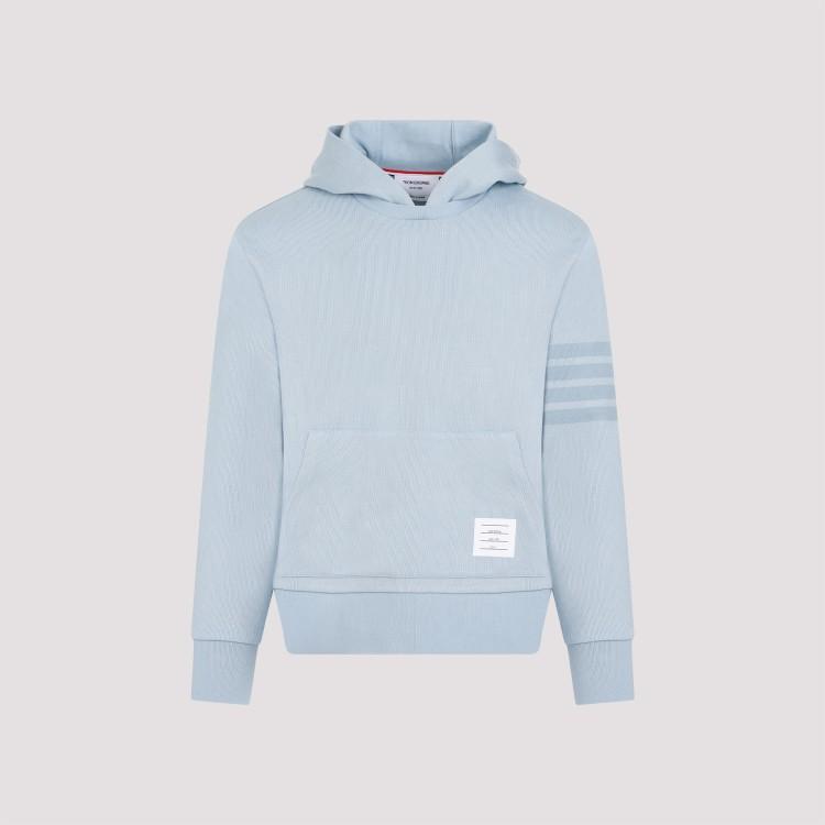 Light Blue Cotton Crewneck Hoodie Pullover In White Product Image