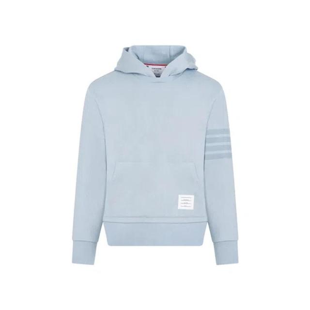 Light Blue Cotton Crewneck Hoodie Pullover In White Product Image