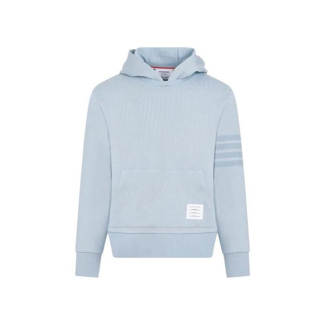 Light Blue Cotton Crewneck Hoodie Pullover In White Product Image