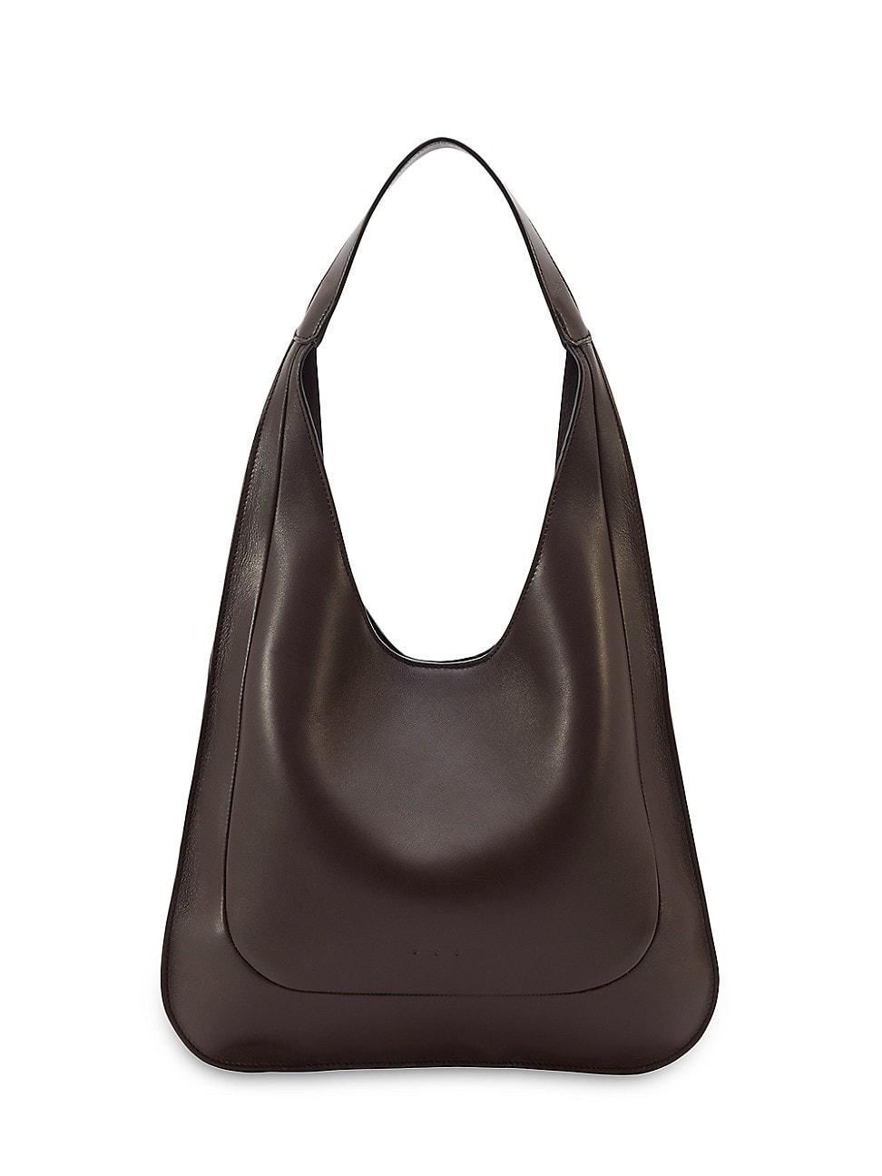 Womens Midi Leather Hobo Bag Product Image