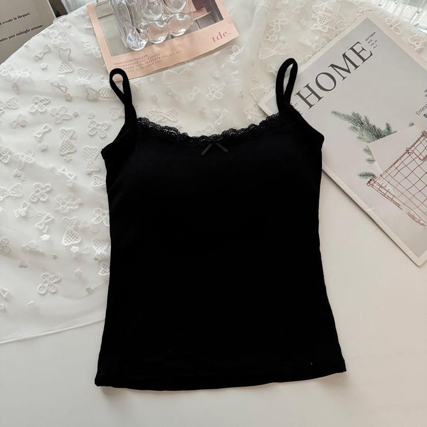 Lace Bow-Accent Padded Camisole Top Product Image