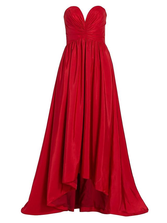 Womens Strapless Taffeta High-Low Gown Product Image