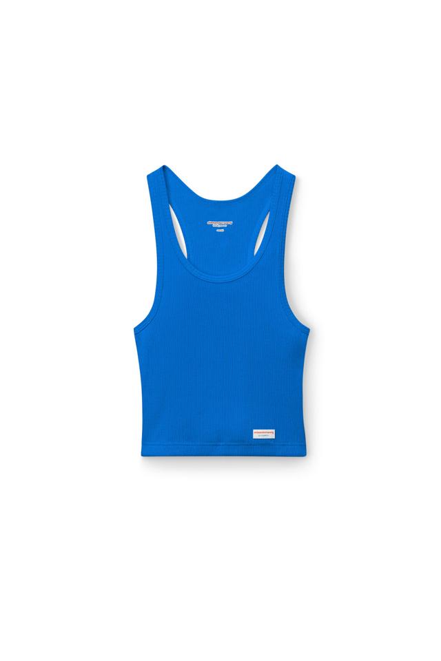 Cropped Racer Tank In Ribbed Cotton Product Image