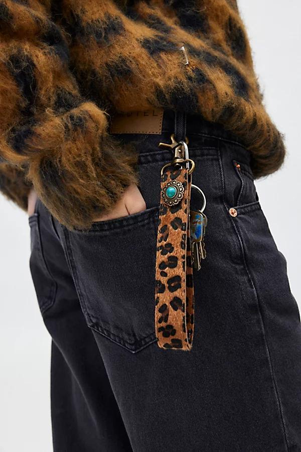 Western Animal Print Pony Hair Keychain Womens at Urban Outfitters Product Image