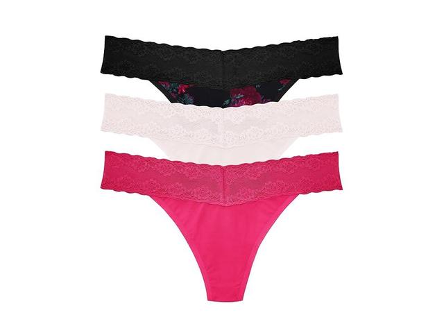 Natori Bliss Perfection Thong 3-Pack Charm Print/Orchid Tint/Bright Blush) Women's Underwear Product Image