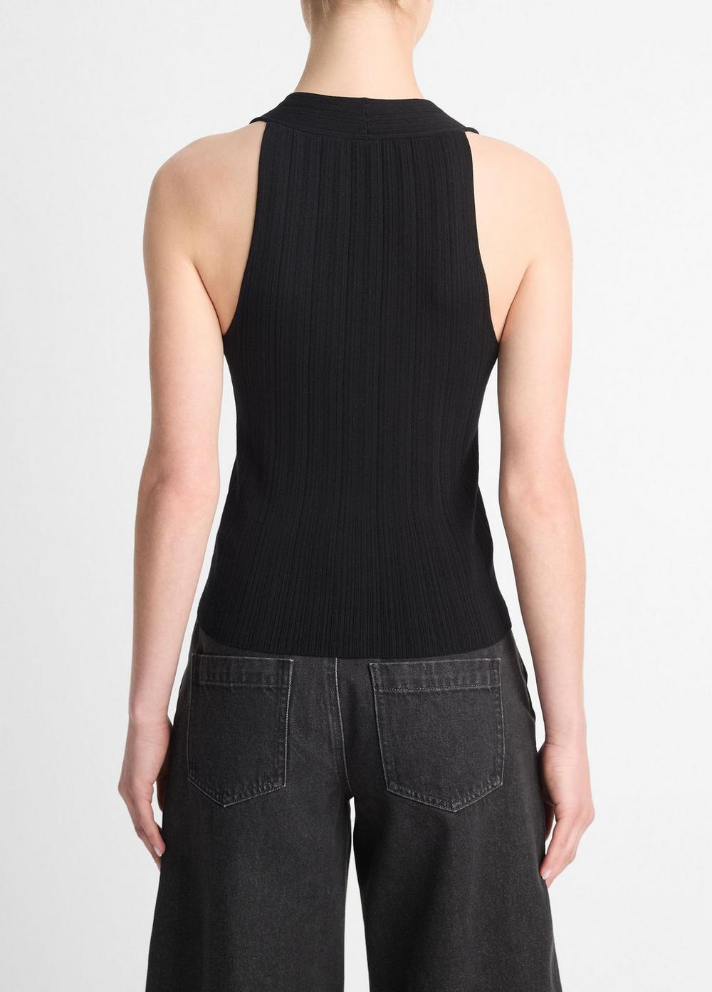 Italian Cotton-Blend Button V-Neck Tank Top Product Image