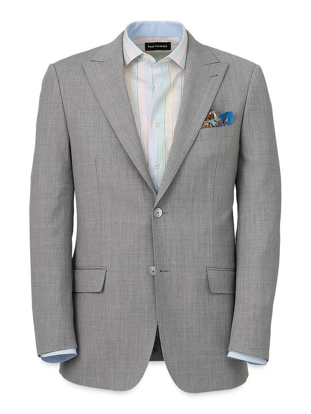 Wool Stretch Bengaline Peak Lapel Suit Jacket - Light Grey Product Image