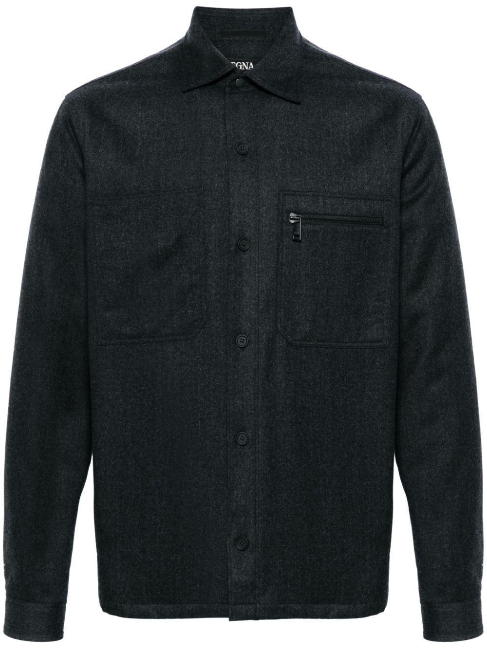 ZEGNA Merino Wool Overshirt In Grey Product Image